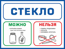 Табличка «Стекло: можно, нельзя выбрасывать»